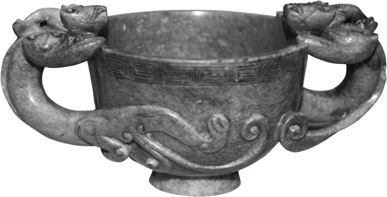 明青玉雙螭耳杯，蘭州晏家坪出土的稀世珍寶