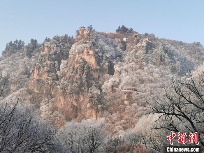 圖為崆峒山霧凇景色?！⌒煺袢A 攝