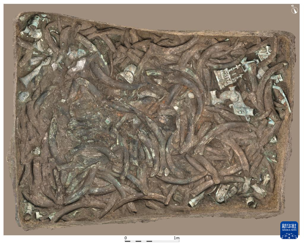 四川廣漢市三星堆商代遺址八號坑（資料圖）。