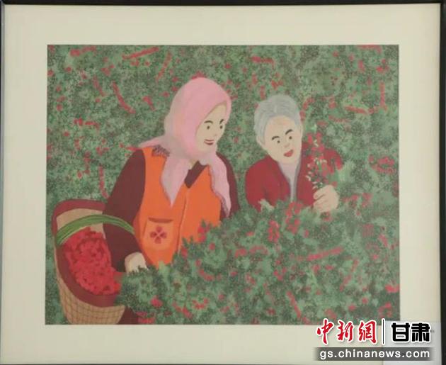 靖遠(yuǎn)縣枸杞種植業(yè)帶動10多萬農(nóng)民脫貧致富。刺繡 王明風(fēng) 繡稿 胡靜