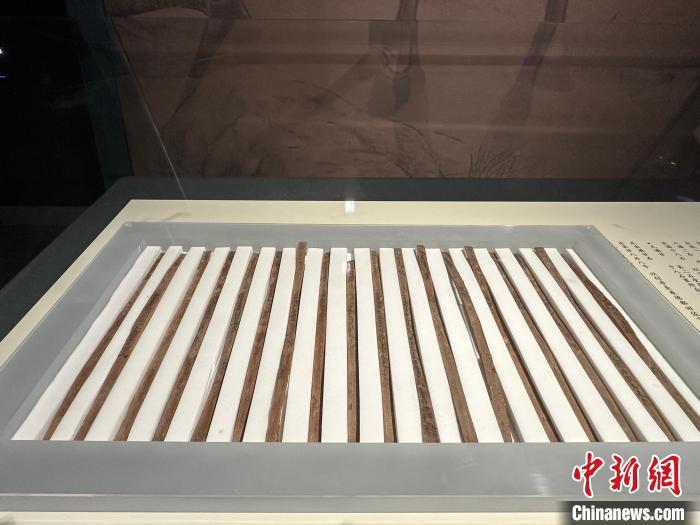 圖為甘肅簡(jiǎn)牘博物館展陳的漢簡(jiǎn)。中新社記者 戴文昌 攝