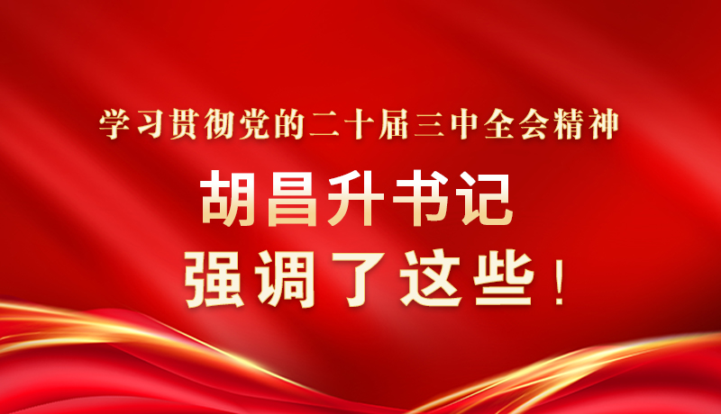 圖解|學習貫徹黨的二十屆三中全會精神 胡昌升書記強調了這些！